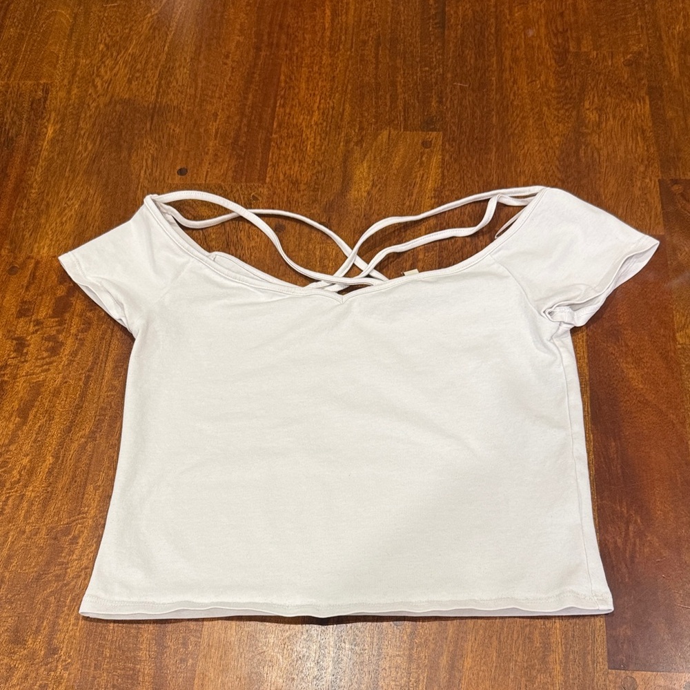 Express Sexy White Crisscross Strap Slightly Cropped Top